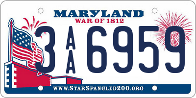 MD license plate 3AA6959