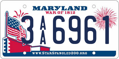 MD license plate 3AA6961