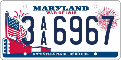 MD license plate 3AA6967