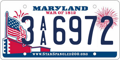 MD license plate 3AA6972