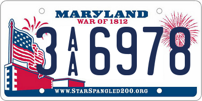 MD license plate 3AA6978