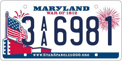 MD license plate 3AA6981