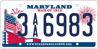 MD license plate 3AA6983