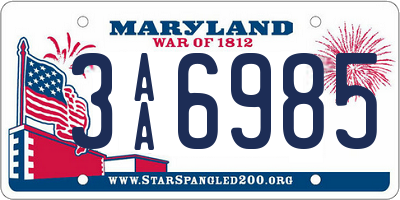 MD license plate 3AA6985