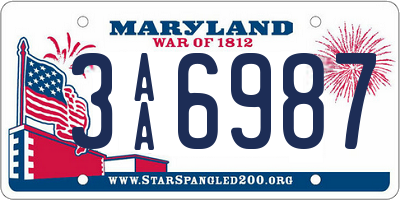 MD license plate 3AA6987