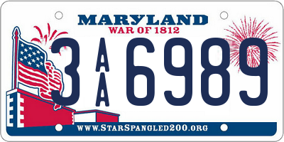 MD license plate 3AA6989