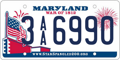 MD license plate 3AA6990