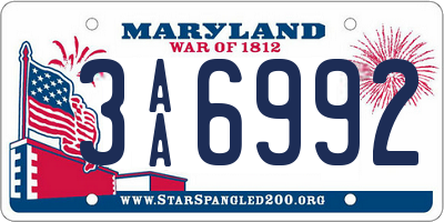 MD license plate 3AA6992