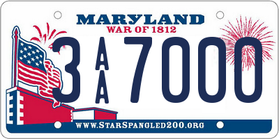 MD license plate 3AA7000