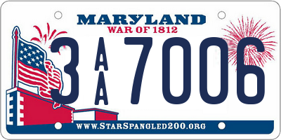 MD license plate 3AA7006