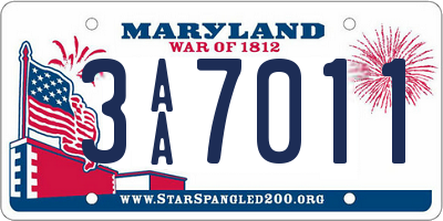 MD license plate 3AA7011