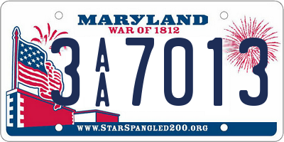 MD license plate 3AA7013