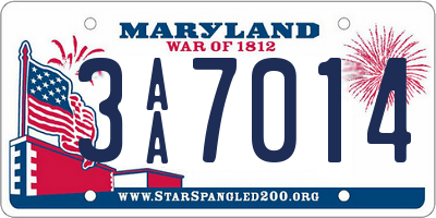 MD license plate 3AA7014