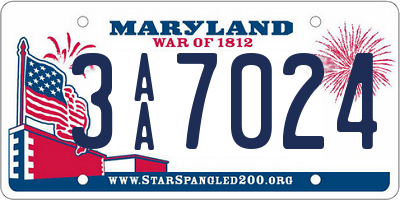 MD license plate 3AA7024