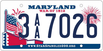 MD license plate 3AA7026