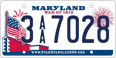 MD license plate 3AA7028