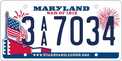 MD license plate 3AA7034