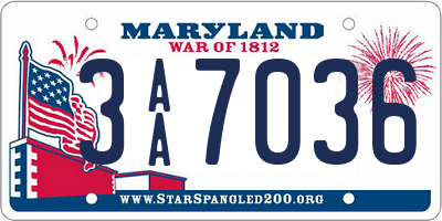 MD license plate 3AA7036