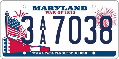 MD license plate 3AA7038