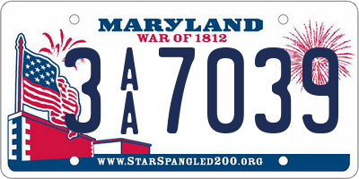 MD license plate 3AA7039