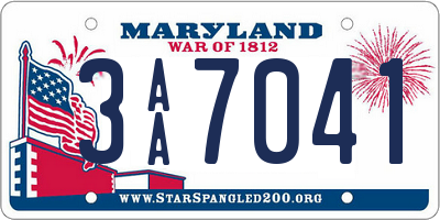 MD license plate 3AA7041