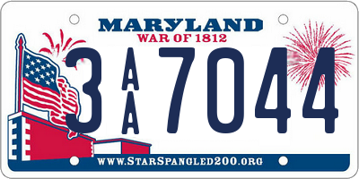 MD license plate 3AA7044