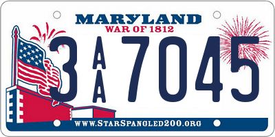 MD license plate 3AA7045