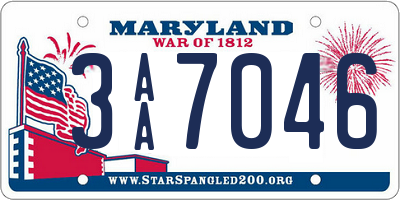 MD license plate 3AA7046