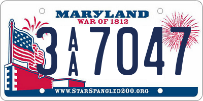 MD license plate 3AA7047