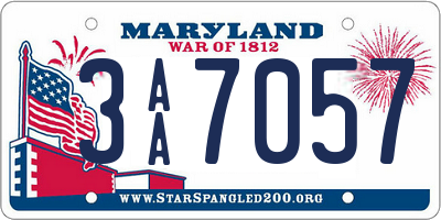 MD license plate 3AA7057