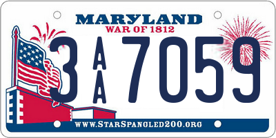 MD license plate 3AA7059