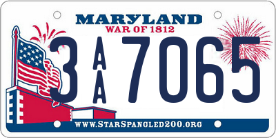 MD license plate 3AA7065