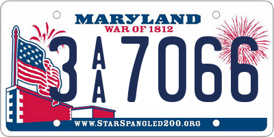 MD license plate 3AA7066