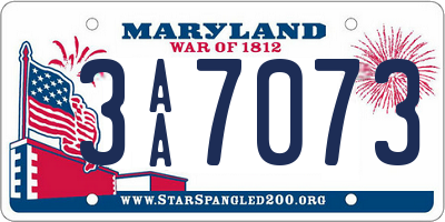 MD license plate 3AA7073