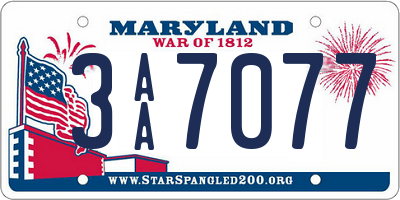 MD license plate 3AA7077