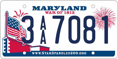 MD license plate 3AA7081