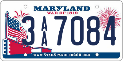 MD license plate 3AA7084