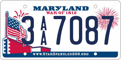 MD license plate 3AA7087