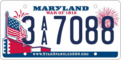 MD license plate 3AA7088