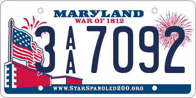 MD license plate 3AA7092