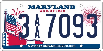 MD license plate 3AA7093