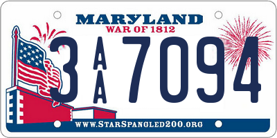 MD license plate 3AA7094
