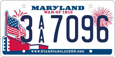 MD license plate 3AA7096