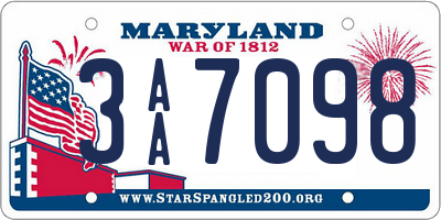 MD license plate 3AA7098