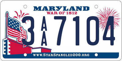 MD license plate 3AA7104