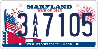 MD license plate 3AA7105