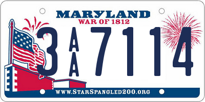 MD license plate 3AA7114