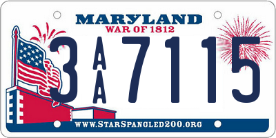 MD license plate 3AA7115
