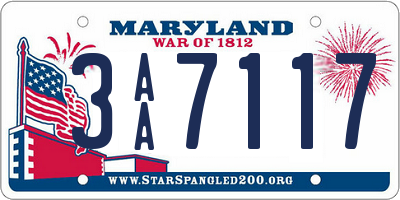 MD license plate 3AA7117