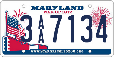 MD license plate 3AA7134